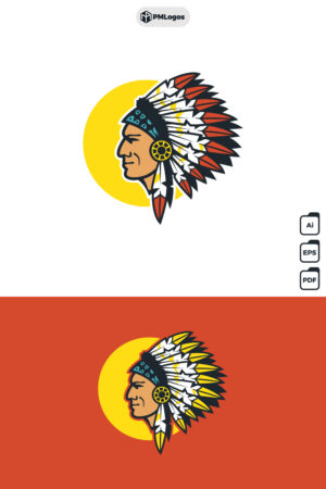 Indian Chief Vector Logo Design Template