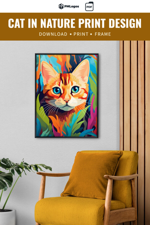Cat in Nature Wall Art Digital Print Design